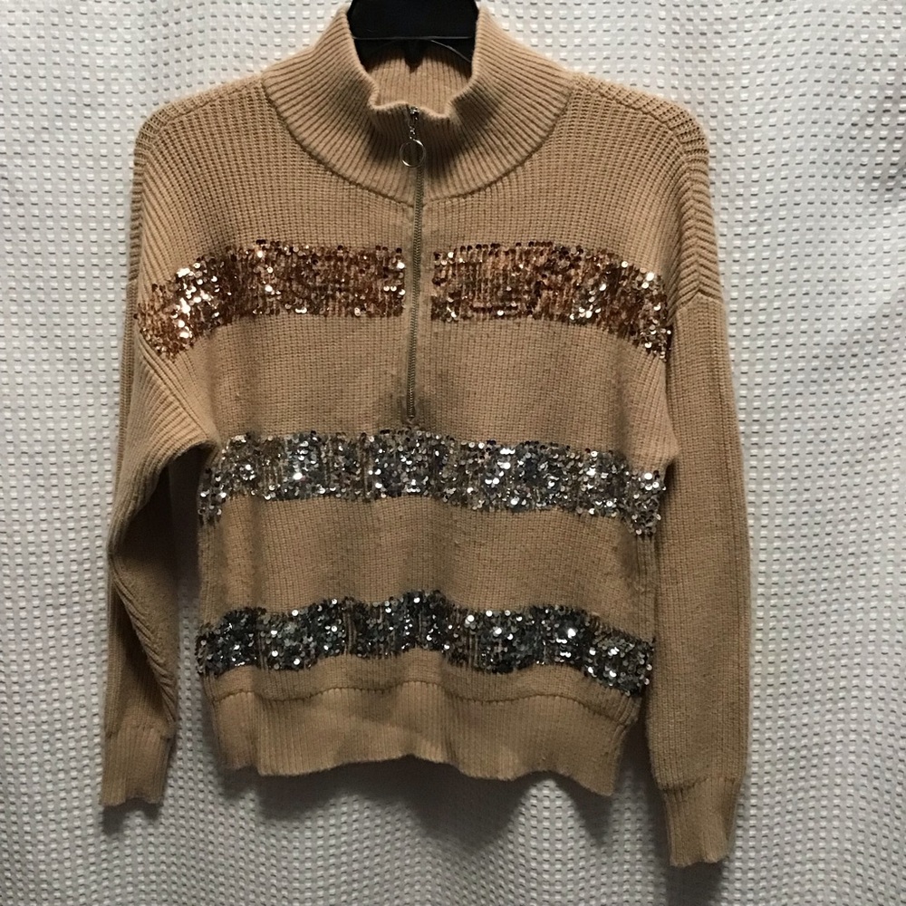 Nine West Tan sequin sweater
